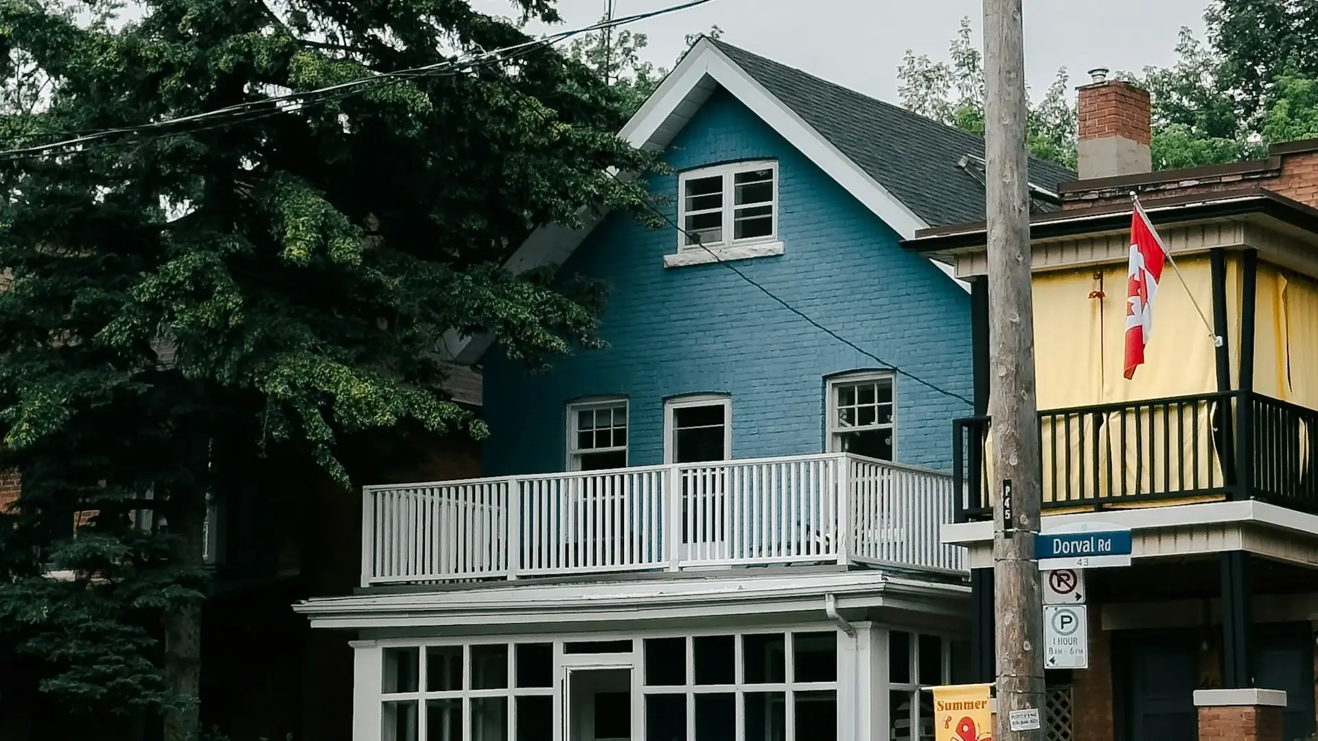Row of Canadian homes on a residential street